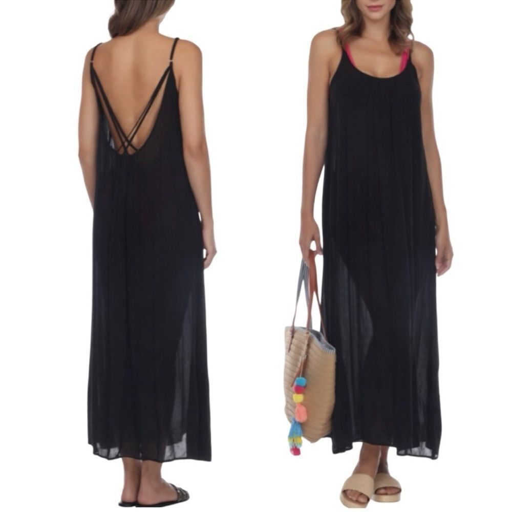 NWT Raviya black Sleeveless lightweight maxi dress swimsuit cover up medium